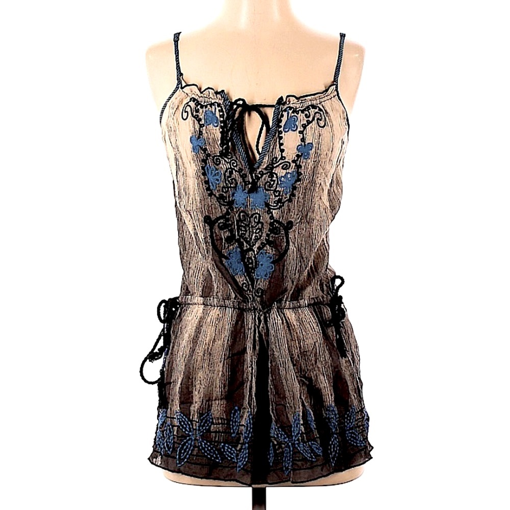 🌷Free People Boho Sleeveless Blouse with Adjustable Tie Hip Size 2 / Small 🌷